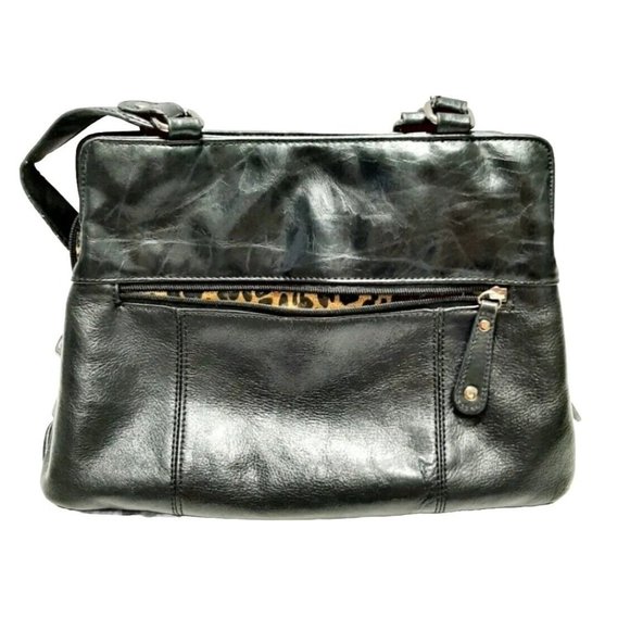 LA DIVA for Town Shoes BLACK LEATHER PURSE - Picture 3 of 9